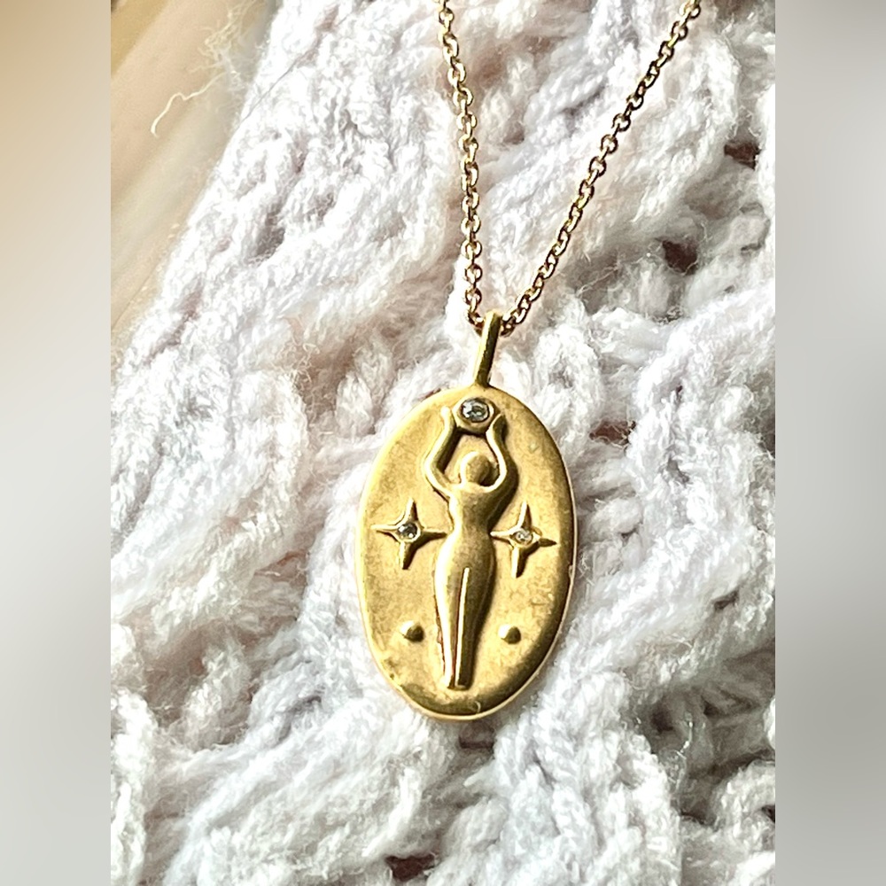SEQUIN 22k The Golden Goddess Necklace Dipped Brass ⭐️✨🌙